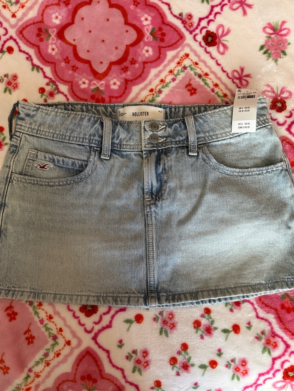 Hollister Light Wash Denim Mini Skirt - Pale Blue